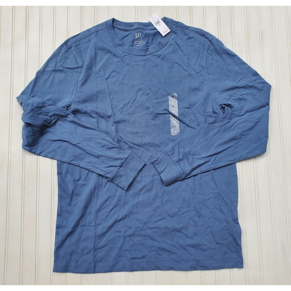 Gap Mens Everyday Soft Long Sleeve Crew Neck T-Shirt Blue Size M New